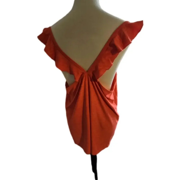 Old Navy Racer back Tank Coral Color Top with Ruffled Straps sz: XL - Picture 2 of 5